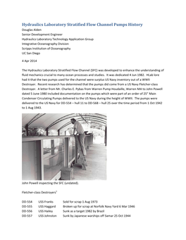 Hydraulics Laboratory Stratified Flow Channel Pumps History