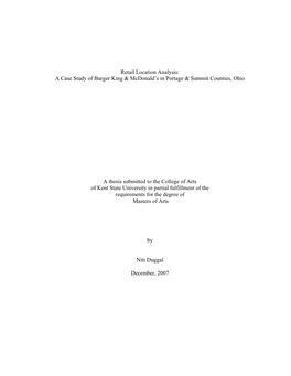 Retail Location Analysis: a Case Study of Burger King & Mcdonald's