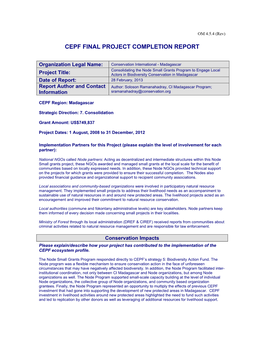 Cepf Final Project Completion Report