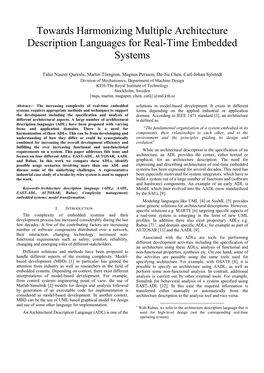 Towards Harmonizing Multiple Architecture Description Languages for Real-Time Embedded Systems