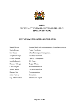 Karuri Municipality Spatial Plan (Intergrated Urban Development Plan)