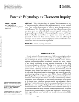 Forensic Palynology As Classroom Inquiry