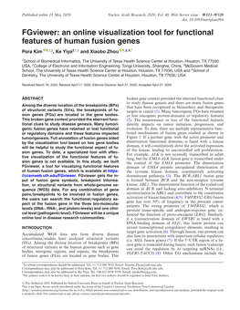 An Online Visualization Tool for Functional Features of Human Fusion Genes Pora Kim 1,*,†,Keyiya2,*,† and Xiaobo Zhou 1,3,4,*