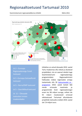 Regionaaltoetused Tartumaal 2010