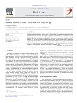 Immune Hemolytic Anemia Associated with Drug Therapy