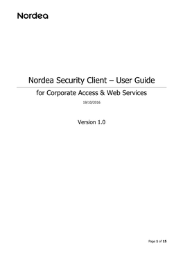 Nordea Security Client – User Guide