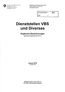 Dienststellen VBS Und Diverses