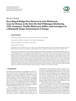 Recycling of Badger/Fox Burrows in Late Pleistocene Loess by Hyenas