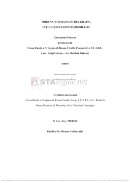 Tribunale Di Bassano Del Grappa Ufficio Esecuzioni Immobiliari