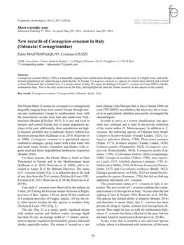 Odonata: Coenagrionidae) Fabio MASTROPASQUA*, Cristiano LIUZZI