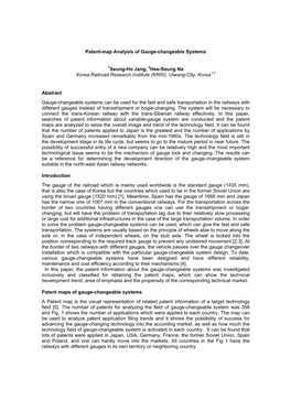 Patent-Map Analysis of Gauge-Changeable Systems 1Seung-Ho Jang, 2Hee-Seung Na Korea Railroad Research Institute (KRRI), Uiwang-C