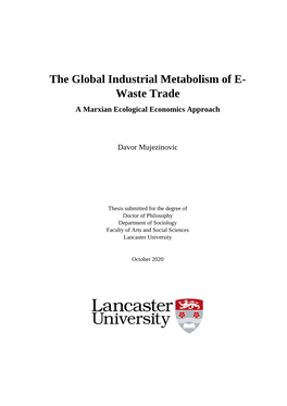 The Global Industrial Metabolism of E- Waste Trade a Marxian Ecological Economics Approach