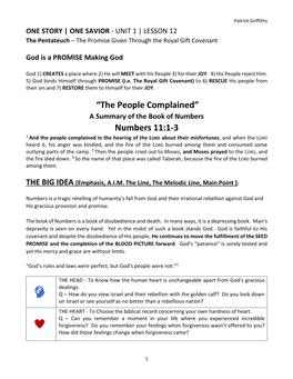 “The People Complained” Numbers 11:1-3