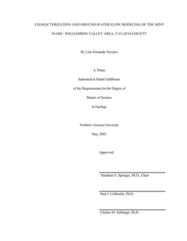 Characterization and Ground-Water Flow Modeling of the Mint