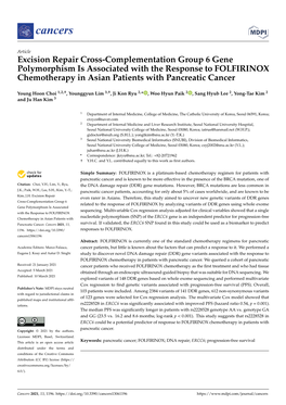 Excision Repair Cross-Complementation Group 6 Gene Polymorphism Is Associated with the Response to FOLFIRINOX Chemotherapy in Asian Patients with Pancreatic Cancer