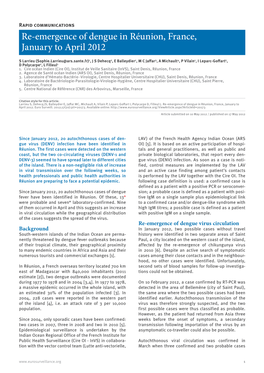 Re-Emergence of Dengue in Réunion, France, January to April 2012