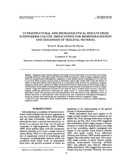 Ultrastructural and Microanalytical Results from Echinoderm Calcite: Implications for Biomineralization and Diagenesis of Skeletal Material