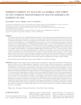 Darwin Forest at Agua De La Zorra: the First in Situ Forest Discovered in South America by Darwin in 1835