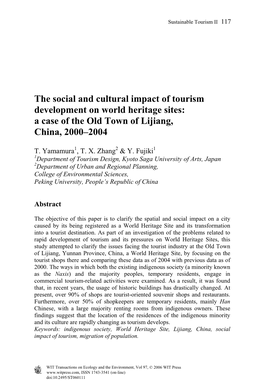 The Social and Cultural Impact of Tourism Development on World Heritage Sites: a Case of the Old Town of Lijiang, China, 2000–2004