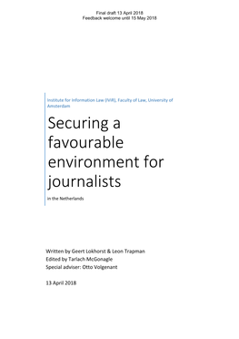 Securing a Favourable Environment for Journalists in the Netherlands