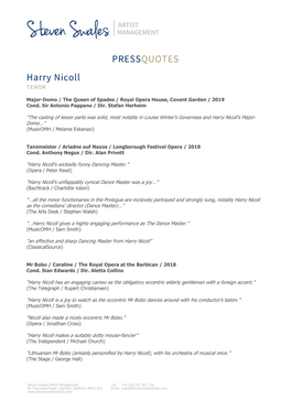 PRESSQUOTES Harry Nicoll