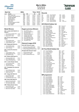 Men's 800M Promotional 25.05.2018