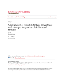 Caustic Fusion of Columbite-Tantalite Concentrates with Subsequent Separation of Niobium and Tantalum J