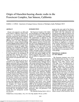 Origin of Blueschist-Bearing Chaotic Rocks in the Franciscan Complex, San Simeon, California