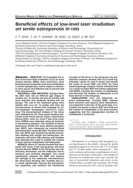 Low-Level Laser Irradiation on Senile Osteoporosis in Rats