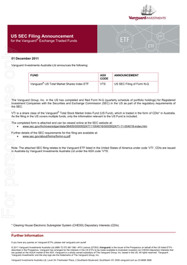 For Personal Use Only Use Personal for Vanguard Total Stock Market Index Fund