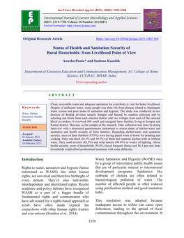 Status of Health and Sanitation Security of Rural Households: from Livelihood Point of View