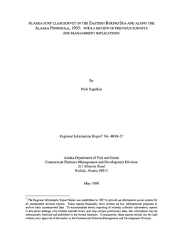 Alaska Surf Clam Survey in the Eastern Bering Sea and Along the Alaska Peninsula, 1995: with a Review of Previous Surveys and Management Implications