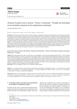 Alcanzar La Gloria Tras La Muerte: 'Pietas Y Aeternitas'. Virtudes De