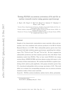 Testing FLUKA on Neutron Activation of Si and Ge at Nuclear Research Reactor Using Gamma Spectroscopy