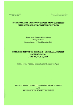 NATIONAL REPORT to the XXIII GENERALASSEMBLY SAPPORO, JAPAN JUNE 30-JULY Ll, 2003