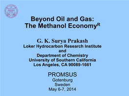 After Oil and Gas: the Methanol Economy