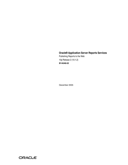 Oracle Application Server Reports Services Publishing Reports to the Web, 10G Release 2 (10.1.2) B14048-02