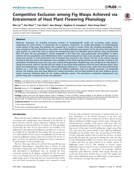 Competitive Exclusion Among Fig Wasps Achieved Via Entrainment of Host Plant Flowering Phenology