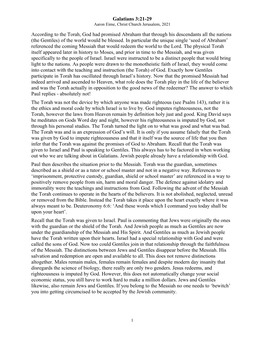 Galatians 3:21-29 According to the Torah, God Had Promised Abraham That Through His Descendants All the Nations (The Gentiles) O