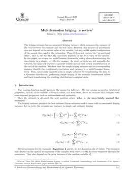 Multigaussian Kriging: a Review1 Julian M