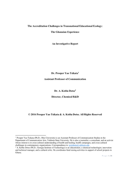 The Accreditation Challenges in Transnational Educational Ecology