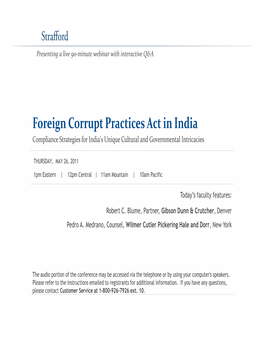 Foreign Corrupt Practices Act in India Compliance Strategies for India's Unique Cultural and Governmental Intricacies