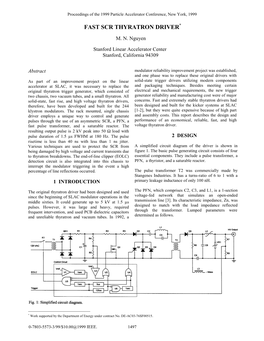 Fast Scr Thyratron Driver*