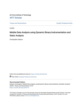 Mobile Data Analysis Using Dynamic Binary Instrumentation and Static Analysis