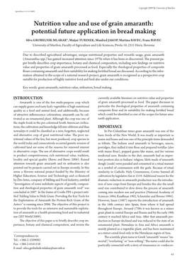 Nutrition Value and Use of Grain Amaranth: Potential Future