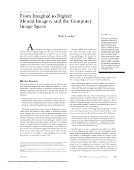 Mental Imagery and the Computer Image Space