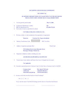 Securities and Exchange Commission Sec Form 17-Q Quarterly Report Pursuant to Section 17 of the Securities Regulation Code and S