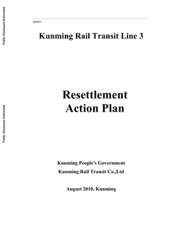 World Bank Loan Kunming Rail Transit Line 3 Project Resettlement Information Manual