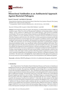 Monoclonal Antibodies As an Antibacterial Approach Against Bacterial Pathogens