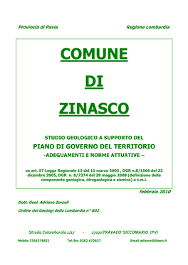 Relazione Geologica-Geotecnica; - Attestazione Che Le Opere Non Comportino Conseguenze Negative Sul Regime Delle Acque